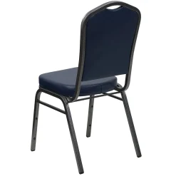 Flash Furniture HERCULES Series Vinyl Banquet Stacking Chair, Navy/Silver Vein Frame, 4 Pack (4FDC01SVNY)