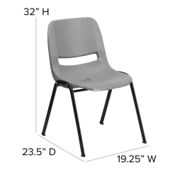 Flash Furniture HERCULES Series Plastic Shell Stack Chair, Gray/Black (RUTEO1GY)