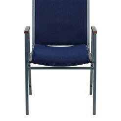 Flash Furniture HERCULES Series Fabric Stack Chair with Arms, Navy Blue Dot (XU60154NVY)
