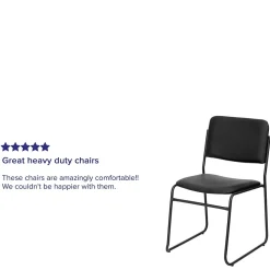 Flash Furniture HERCULES Series Vinyl Stacking Chair with Sled Base, Black (XU8700BLKBVYL30)