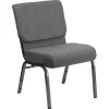 Flash Furniture HERCULES Series Fabric Stacking Church Chair, Gray/Silver Vein Frame (XUCH0221GYSV)