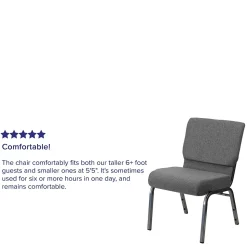 Flash Furniture HERCULES Series Fabric Stacking Church Chair, Gray/Silver Vein Frame (XUCH0221GYSV)