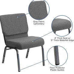 Flash Furniture HERCULES Series Fabric Stacking Church Chair, Gray/Silver Vein Frame (XUCH0221GYSV)