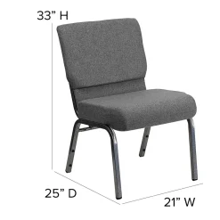 Flash Furniture HERCULES Series Fabric Stacking Church Chair, Gray/Silver Vein Frame (XUCH0221GYSV)