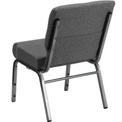 Flash Furniture HERCULES Series Fabric Stacking Church Chair, Gray/Silver Vein Frame (XUCH0221GYSV)