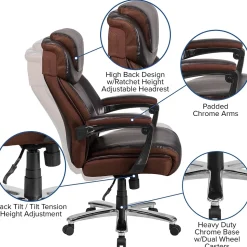 Flash Furniture Hercules Series Ergonomic LeatherSoft Swivel Big & Tall Executive Office Chair, Brown (GO2223BN)