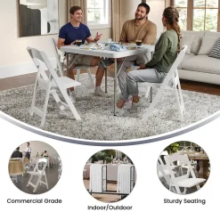 Flash Furniture HERCULES™ Vinyl Armless Folding Chair, White, 20/Pack (20L3L1WHITE)