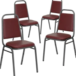 Flash Furniture HERCULES™ 18"H Vinyl Trapezoidal Back Banquet Chair, Burgundy, 4/Pack (4FDBHF2VYVYL)