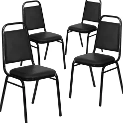 Flash Furniture HERCULES Series Vinyl Banquet Stacking Chair, Black, 4 Pack (4FDBHF2BKVYL)