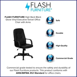 Flash Furniture Holly Vinyl Swivel High Back Executive Office Chair, Black (H8021)