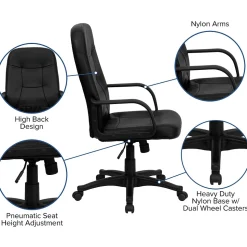 Flash Furniture Holly Vinyl Swivel High Back Executive Office Chair, Black (H8021)