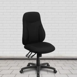 Flash Furniture Hughes Armless Ergonomic Fabric Swivel High Back Task Office Chair, Black (BT90297H)