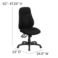 Flash Furniture Hughes Armless Ergonomic Fabric Swivel High Back Task Office Chair, Black (BT90297H)