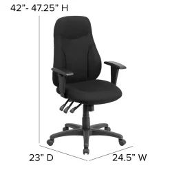 Flash Furniture Hughes Ergonomic Fabric Swivel High Back Task Office Chair, Black (BT90297HA)