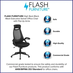 Flash Furniture Ivan Ergonomic Mesh Swivel High Back Executive Office Chair, Black (HL0018)