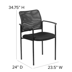 Flash Furniture Jana Mesh Stackable Side Chair with Arms, Black (GO5162)