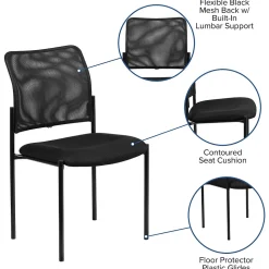 Flash Furniture Jana Mesh Stackable Side Chair, Black (GO5152)