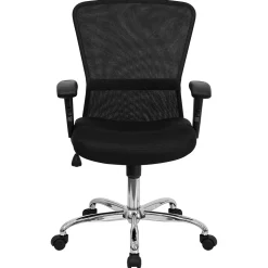 Flash Furniture Jasmine Ergonomic Mesh Swivel Mid-Back Task Office Chair, Black (GO5307B)