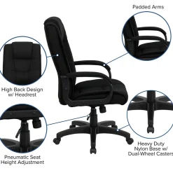 Flash Furniture Jessica Fabric Swivel High Back Executive Office Chair, Black (GO5301BBK)