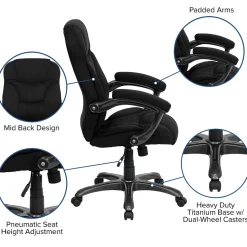 Flash Furniture Jessie Ergonomic Microfiber Swivel High Back Executive Office Chair, Black (GO725BK)