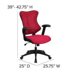 Flash Furniture Kale Ergonomic Mesh Swivel High Back Executive Office Chair, Burgundy (BLZP806BY)