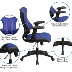 Flash Furniture Kale Ergonomic Mesh Swivel High Back Executive Office Chair, Blue (BLZP806BL)