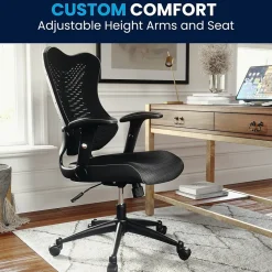 Flash Furniture Kale Ergonomic Mesh Swivel High Back Executive Office Chair, Black (BLZP806BK)