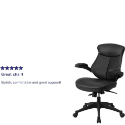 Flash Furniture Kale Ergonomic LeatherSoft Swivel Mid-Back Executive Office Chair, Black (BLZP804)