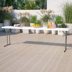 Flash Furniture Kathryn Folding Table, 96" x 18", Granite White (RB1896)