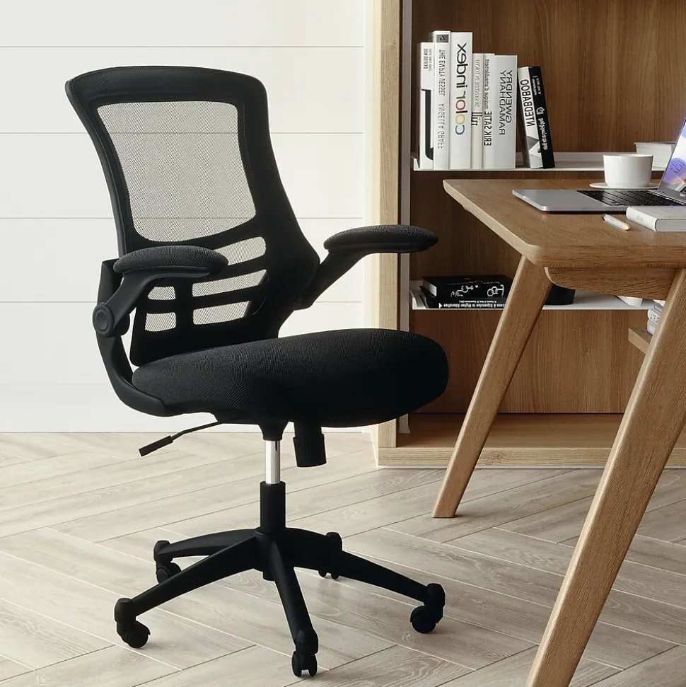 Flash Furniture Kelista Ergonomic Mesh Swivel Mid-Back Task Office Chair, Black (BLX5MBK)