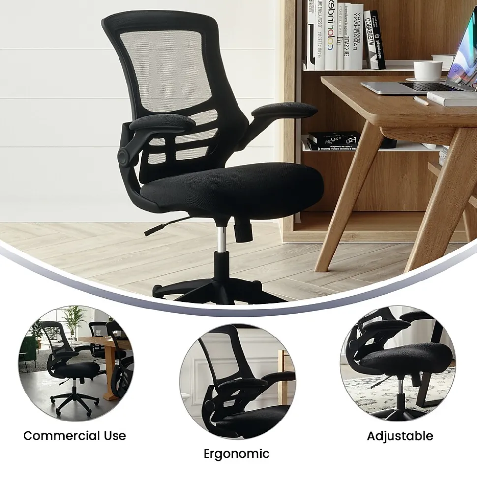 Flash Furniture Kelista Ergonomic Mesh Swivel Mid-Back Task Office Chair, Black (BLX5MBK)