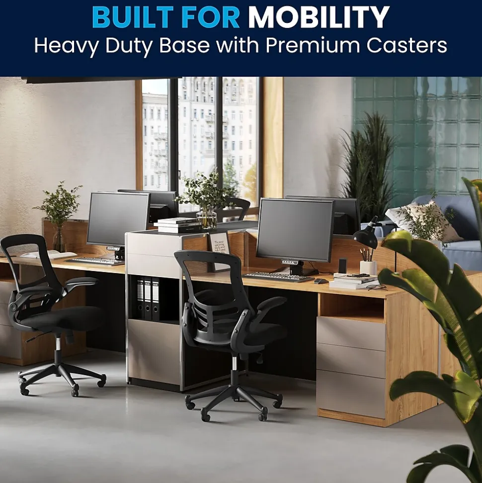 Flash Furniture Kelista Ergonomic Mesh Swivel Mid-Back Task Office Chair, Black (BLX5MBK)