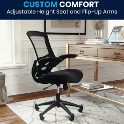 Flash Furniture Kelista Ergonomic Mesh Swivel Mid-Back Task Office Chair, Black (BLX5MBK)