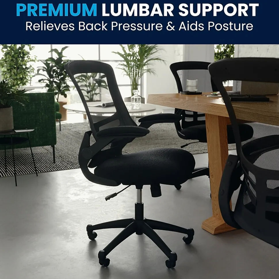 Flash Furniture Kelista Ergonomic Mesh Swivel Mid-Back Task Office Chair, Black (BLX5MBK)