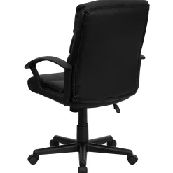 Flash Furniture Lane LeatherSoft Swivel Mid-Back Task Office Chair, Black (GO1004BKLEA)