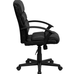 Flash Furniture Lane LeatherSoft Swivel Mid-Back Task Office Chair, Black (GO1004BKLEA)