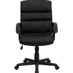 Flash Furniture Lane LeatherSoft Swivel Mid-Back Task Office Chair, Black (GO1004BKLEA)