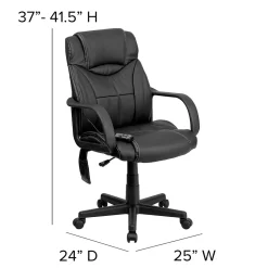 Flash Furniture Laverne Ergonomic LeatherSoft Swivel Mid-Back Massaging Executive Office Chair, Black (BT2690P)