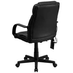 Flash Furniture Laverne Ergonomic LeatherSoft Swivel Mid-Back Massaging Executive Office Chair, Black (BT2690P)
