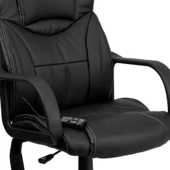 Flash Furniture Laverne Ergonomic LeatherSoft Swivel Mid-Back Massaging Executive Office Chair, Black (BT2690P)