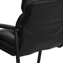 Flash Furniture Leather Mid Back Executive Side Chair With Sled Base, Black