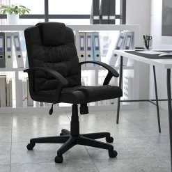 Flash Furniture Lindon LeatherSoft Swivel Mid-Back Task Office Chair, Black (GO937MBKLEA)