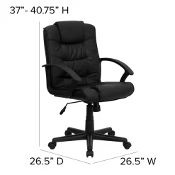 Flash Furniture Lindon LeatherSoft Swivel Mid-Back Task Office Chair, Black (GO937MBKLEA)