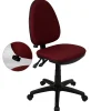 Flash Furniture Linus Armless Ergonomic Fabric Swivel Mid-Back Multifunction Task Office Chair, Burgundy (WLA654MGBY)