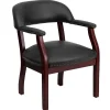 Flash Furniture Luxurious Vinyl Conference Chair, Black and Mahogany (BZ105BLK)