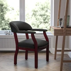 Flash Furniture Luxurious Vinyl Conference Chair, Black and Mahogany (BZ105BLK)