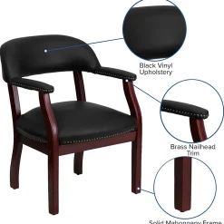 Flash Furniture Luxurious Vinyl Conference Chair, Black and Mahogany (BZ105BLK)