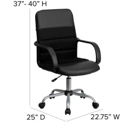 Flash Furniture Manor Ergonomic LeatherSoft/Mesh Swivel Mid-Back Task Office Chair, Black (LFW61B2)