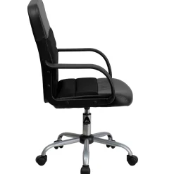 Flash Furniture Manor Ergonomic LeatherSoft/Mesh Swivel Mid-Back Task Office Chair, Black (LFW61B2)