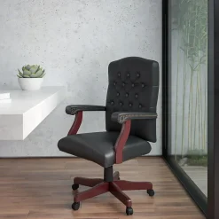 Flash Furniture Martha Washington LeatherSoft Swivel Executive Office Chair, Black (801LLF05BKLEA)